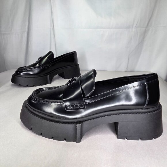 COACH Women's Leah Platform Loafer Flat Shoes Black - Picture 2 of 9